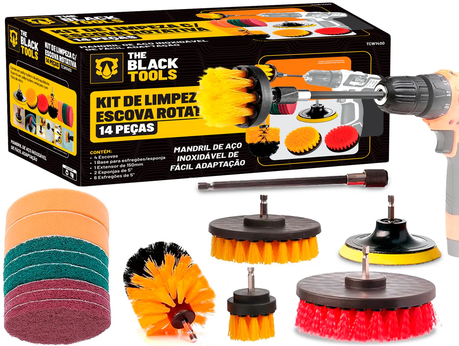 ウスシオタラコ Kit 14 Escovas Rotativa Giratoria Limpeza Encaixa Uso Furadeira